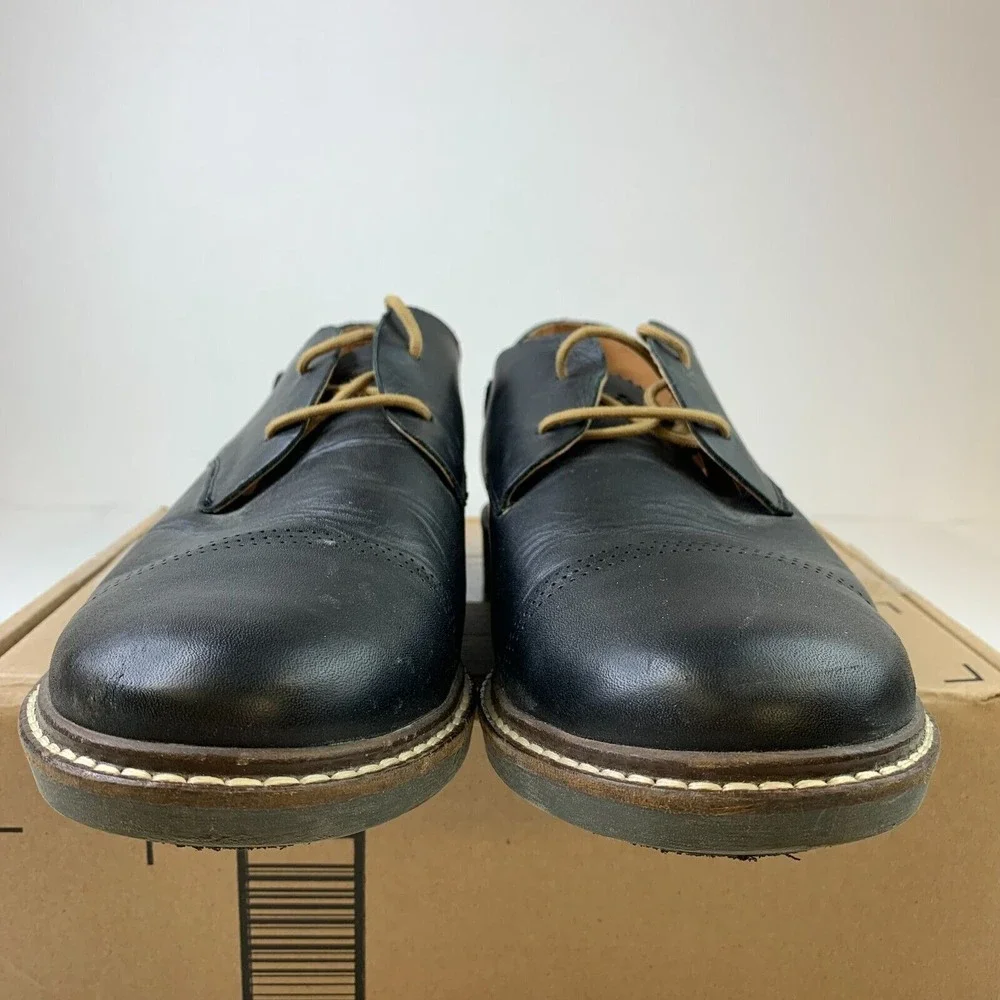 Olu Kai Mens Walino Oxfords Black Leather Lace-Up Dress Shoes‎ Sz US9/EU 42